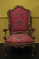 Armchair, Walnut, carved; original gilt; velvet, Italian