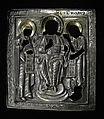 Traveling triptych, Painted icon, silver, gilt, brass, Russian