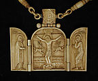 Triptych on a chain, Walrus ivory, Russian