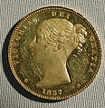 Victoria proof sovereign, Medalist: William Wyon (British, Birmingham 1795–1851 Brighton), Gold, British