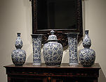 Vase with cover (part of a garniture), Lambertus van Eenhoorn (Dutch, 1651–1721)  , factory director in 1691, Tin-glazed earthenware, Dutch, Delft