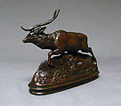 Java Deer (second version), Antoine-Louis Barye (French, Paris 1795–1875 Paris), Bronze, French