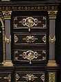 Cabinet with gold mounts and relief, After a design by Reinhold Vasters (German, Erkelenz 1827–1909 Aachen), Pine and walnut veneered with ebony; gold, enamel, diamonds, rubies, German, Aachen