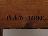 Stool (tabouret), After a design by Friedrich Gilly (German, Szczecin, Poland 1772–1800 Carlsbad, Czech Republic), Pine, birch, mahogany; silk, lampas, German, Berlin