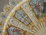 Fan, Edouard Moreau (French, 1825–1878), Ivory, paint, silk ribbon, French