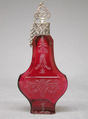 Scent bottle, Glass, silver, German, Zechlin