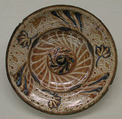 Dish, Tin-glazed and luster-painted earthenware, Spanish, Valencia