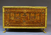 Toilet box, Profile head of Napoleon after an original by Jean-Pierre Droz (French, La Chaux-de-Fonds, Neuchâtel 1746–1823 Paris), Straw on wood, gilt bronze, French