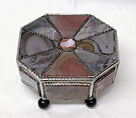 Box (part of a set), Agate with silver mounts, black onyx, Southern German
