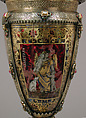 Standing cup with cover, Silver foot made by Vinzenz Hofer (active 1542–68), Silver gilt, glass, enamel, diamonds, rubies, German, Nuremberg and Austrian, Salzburg