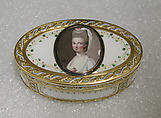 Snuffbox with portrait of a woman, Nicolas Marguerit (master 1763, active1790), Gold, enamel, French, Paris