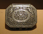 Sweetmeat box, Steel, with a panel of gilt steel overlaid with pierced and engraved steel, French