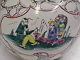 Teapot, Salt-glazed stoneware with enamel decoration, British, Staffordshire