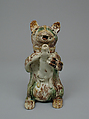 Jug in the form of a bear hugging a small dog, Style of Astbury-Whieldon, Lead-glazed earthenware, British, Staffordshire