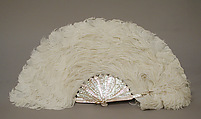 Fan, Ostrich feathers, mother-of-pearl, wood, French