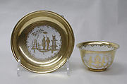 Cup and saucer, Meissen Manufactory (German, 1710–present), Hard-paste porcelain, German, Meissen with German, Augsburg decoration