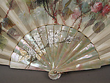 Fan, Tiffany &amp; Co. (1837–present), Hand-painted silk satin; mother-of-pearl, metal, enamel, French