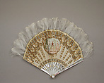 Fan, Tiffany & Co.  American, Silk, mother-of-pearl, metal, feather, brass, French
