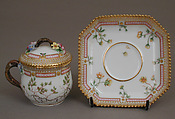 Custard cup with cover and tray, Royal Porcelain Manufactory (Danish, 1775–present), Hard-paste porcelain, Danish, Copenhagen
