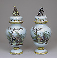 Pair of potpourri vases with covers, Abraham Leihamer (1745–1774), Tin-glazed earthenware, German, Stockelsdorf