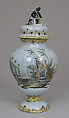 Potpourri vase with cover (one of a pair), Abraham Leihamer (1745–1774), Tin-glazed earthenware, German, Stockelsdorf