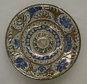 Dish, Tin-glazed and luster-painted earthenware, Spanish, Catalonia