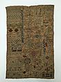 Embroidered sampler, Linen and silk on linen, Dutch, Marken Island