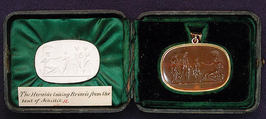 Theseus restoring Helen to the brothers Castor and Pollux, Carnelian and gold, probably Italian