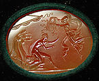 Minerva throwing her aegis over Achilles, Carnelian, probably Italian