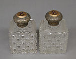 Square bottle with cover, Silver, glass, British, London