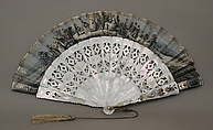 Fan, Paper, paint, mother-of-pearl, silver foil, glass, metal, French
