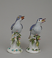 Pair of daws, Chelsea Porcelain Manufactory (British, 1744–1784), Soft-paste porcelain, British, Chelsea
