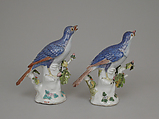 Pair of daws, Chelsea Porcelain Manufactory (British, 1744–1784), Soft-paste porcelain, British, Chelsea