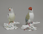 Pair of parakeets, Chelsea Porcelain Manufactory (British, 1744–1784), Soft-paste porcelain, British, Chelsea