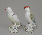 Pair of parakeets, Chelsea Porcelain Manufactory (British, 1744–1784), Soft-paste porcelain, British, Chelsea