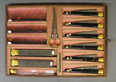 Nécessaire, Wood, shagreen, silk, tortoiseshell with gold mounts, steel, British, London