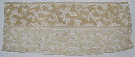 Fragment of Point de Milan lace, Bobbin lace, Milanese lace, Italian or Flemish