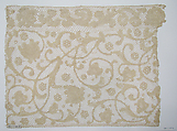 Fragment of Point de Milan lace, Bobbin lace, Milanese lace, Italian or Flemish