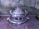 Tureen, plateau, and cover, Louis-Joseph Lenhendrick, Silver on base metal, British, Birmingham, after French original