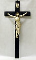 Crucifix, Figure and scroll: ivory; cross: wood, painted black; nails: iron, Italian