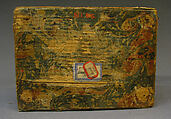 Casket, Straw on wood, canvas, marbled paper, linen (?) thread, French
