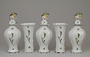 Vase with cover (part of a garniture), De Porceleyne Claeuw, Tin-glazed earthenware, Dutch, Delft
