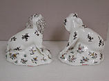 Pair of dogs, possibly Mennecy, Soft-paste porcelain, French, possibly Mennecy