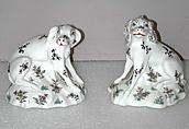 Pair of dogs, possibly Mennecy, Soft-paste porcelain, French, possibly Mennecy