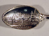 Souvenir spoon with view of the Zwinger in Dresden, Silver-gilt, enamel, European
