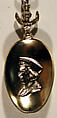Souvenir spoon with profile portrait of Christopher Columbus, Silver, parcel-gilt, European