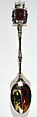 Souvenir spoon, Gilt and enamel, European