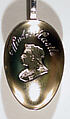 Souvenir spoon with portrait of Queen Victoria and finial in form of Windsor Castle, Saunders &amp; Shepherd (British, 1869–present), Silver, parcel-gilt, British, London