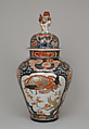 Baluster-shaped vase (part of a five-piece garniture), Hard-paste porcelain with underglaze blue and overglaze enamel and gilding, Japanese, for export market (Hizen ware, Imari type)