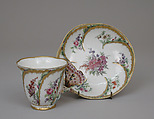 Cup and Saucer with butterfly handle, Vincennes Manufactory French, Soft-paste porcelain, French, Vincennes